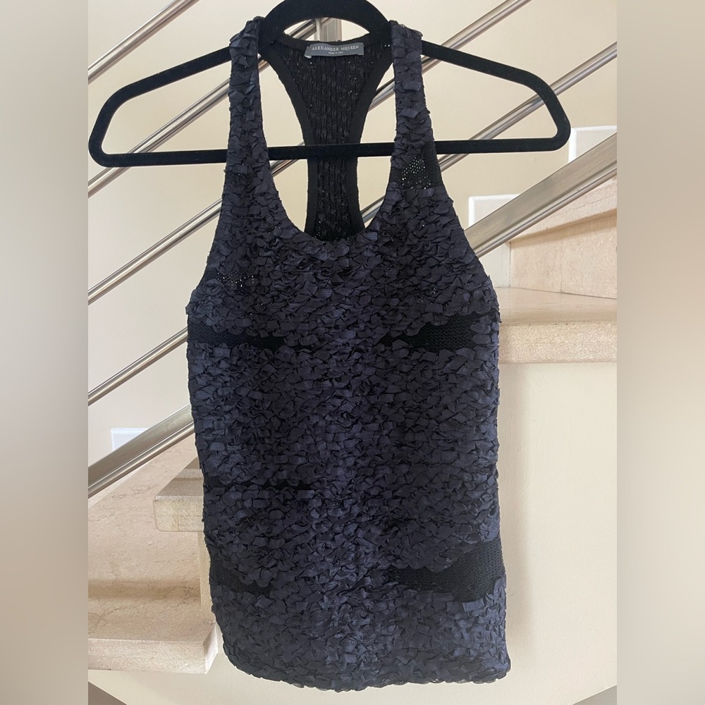 ALEXANDER MCQUEEN Elegant Black Textured Women's Top